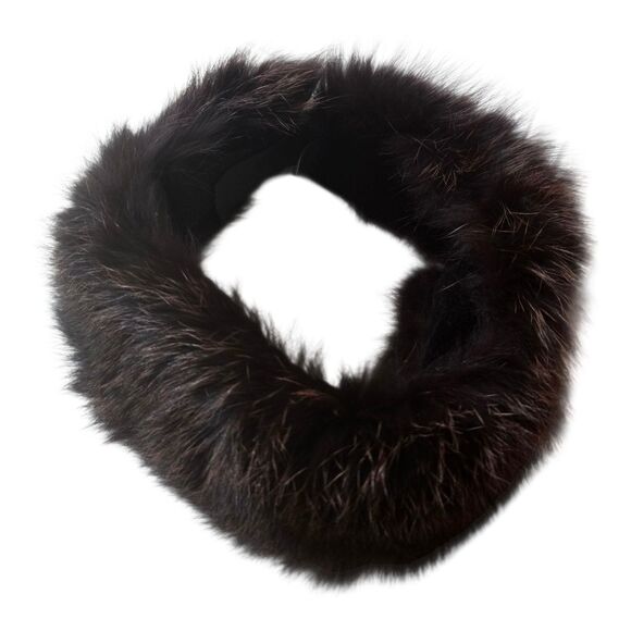 Surell Finland Genuine Brown Fox Fur Headband Scarf Hat Adustable Two In One - Picture 3 of 11